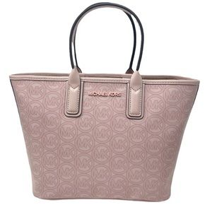 Michael Kors Jodie Small Logo Jacquard Powder Blush Signature Tote Bag $348